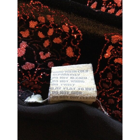 Vintage 90s Y2K Choices Woman Floral Velvet Skirt Size 1X Whimsigoth - Picture 6 of 8